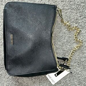 Nine West Black Clutch with Gold Chain